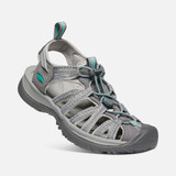 Keen Women's Whisper Sandals Medium Grey Peacock Green three quarter view