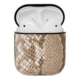 Airpod Case - Ivory Leather Snake Skin