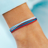 Pura Vida Red White Blue Bracelet front view