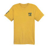 TYLER'S Mustard/Navy Comfort Color Tee Racquet & Jog front view