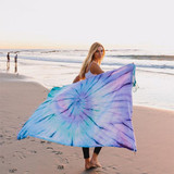 Sand Cloud Luna 62" x 76" Towel blue purple tie dye front