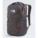 The North Face Jester Backpack in Anthracite Grey with Dust Orange accents, back view