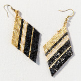 Ink & Alloy Luxe Diamond Stripe Earrings - Black Gold