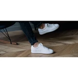 Clae Men's Bradley shoes in triple white, angled side view