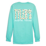 TYLER'S Bee Long Sleeve Comfort Color Tee in heather gray, back view