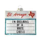 El Arroyo White Queso Ornament cream with festive holiday design details