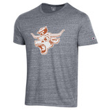 University of Texas Longhorns Triblend Champion Tee Gunsmoke Heather front