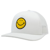 Smiley Face Trucker Hat - White