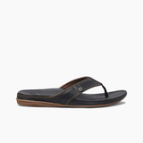 Reef Men's Cushion Lux Leather Sandals Black/Brown top view