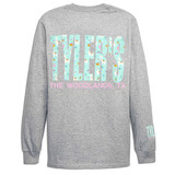 TYLER'S Llama Long Sleeve Track Tee shown from back angle view