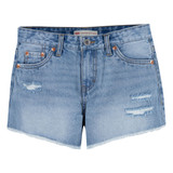 Levi's Girls' Girlfriend Shorts in Newport Beach denim, angled view