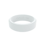 Qalo Women's Narrow Polished Step Edge Silicone Ring in White front view