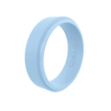 Qalo Women's Narrow Polished Step Edge Silicone Ring in Light Blue detail