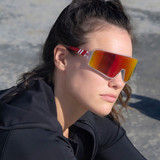Blenders Hot Rageous Wrap Around Sunglasses in Crystal Clear/ Red mirror colorwa