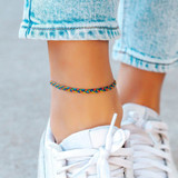 Pura Vida Pride Mini Braid Anklet in rainbow colors, angled view