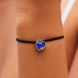 Pura Vida Women's Heart Mood Charm Bracelet black with heart charm