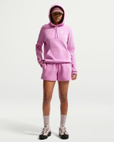 Nike Women's Sportswear Club Fleece Mid-Rise Shorts in Light Magenta colorway