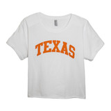 TYLER'S Women's Texas Arch Crop Tee in cream displayed at angle