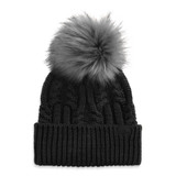 The North Face Women's Oh-Mega Fur Pom Beanie in black with fur pom