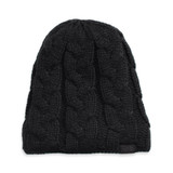 The North Face Women's Cable Minna Beanie in black, angled view