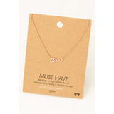 Fame Texas Script Pendant Necklace Rhodium Plated front view