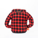 Puffin Drinkwear Lumberjack Koozie in red, angled view