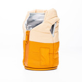 Puffin Drinkwear Puffy Vest Koozie in black with quilted texture detail