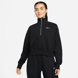Nike Women's Sportswear Phoenix Fleece Oversized 1/2-Zip Crop Sweatshirt in Black colorway