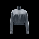 Nike Women's Sportswear Phoenix Fleece Oversized 1/2-Zip Crop Sweatshirt in Dark Grey Heather back view