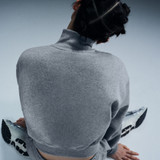 Nike Women's Sportswear Phoenix Fleece Oversized 1/2-Zip Crop Sweatshirt in Dark Grey Heather close-up