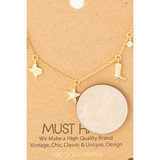 Fame Texas Star Boots Station Charm Necklace Texas Star Boots Station Charm Necklace front view