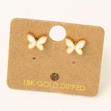 Fame Mini Butterfly Stud Earrings White