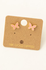 Mini Butterfly Stud Earrings in Pink