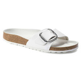 Women's Madrid Big Buckle Leather Sandals - White Flats 139.99 TYLER'S