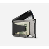 The Ridge Titanium Money Clip Wallet card slots open