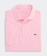 Vineyard Vines Men's St. Jean Stripe Sankaty Polo White Neon Rosa back