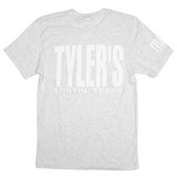 TYLER'S Track Tee Ash/White Short Sleeve front view