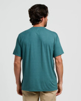 Free Fly Men's Bamboo Flex Pocket Tee Heather Sea Pine front view