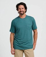 Free Fly Men's Bamboo Flex Pocket Tee Heather Sea Pine front view