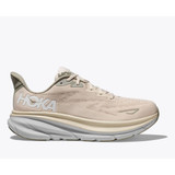 The Hoka Men's Clifton 9 Running Shoes in the Oat Milk/ Barley Colorway