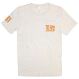 TYLER'S Heather Natural/Gold Track Tee Austin front view