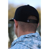 Burlebo Men's Texas Script Snapback in tan and black angled view