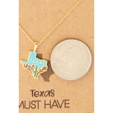 Fame Texas State Desert Pendant Necklace in gold tone metal