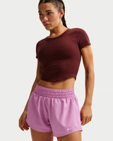 The Nike Women's Dri-FIT One 3in Brief-Lined Shorts in Light Magenta/White