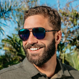 Blenders Shadow Sunglasses in Flying Pretty on model