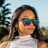 Blenders Flying Pretty Sunglasses in Matte Black/ Purple/ Blue mirror colorway