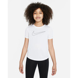 Nike Girls' Dri-FIT One Short Sleeve Top in White/Black colorway