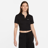 Nike Women's Sportswear Essential Crop Polo in Black colorway