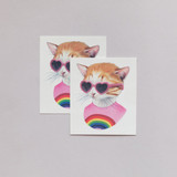 Tattly Rainbow Kitten Temporary Tattoo Set displayed at angle view