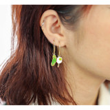 Yellow Owl Workshop Pickle Ball Hanging Earrings yellow and green front view